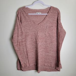 AMERICAL EAGLE Thermal V neck Cozy Pullover Pink Top Tee S‎